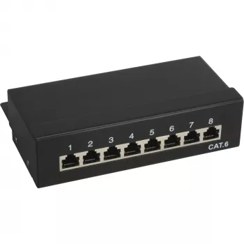 InLine Patch Panel Cat.6 8 Port töölaua must RAL9005