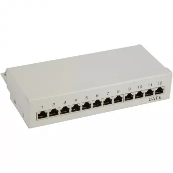 InLine Patch Panel Cat.6 12 pordiga laua-/seinale kinnitatav helehall RAL7035