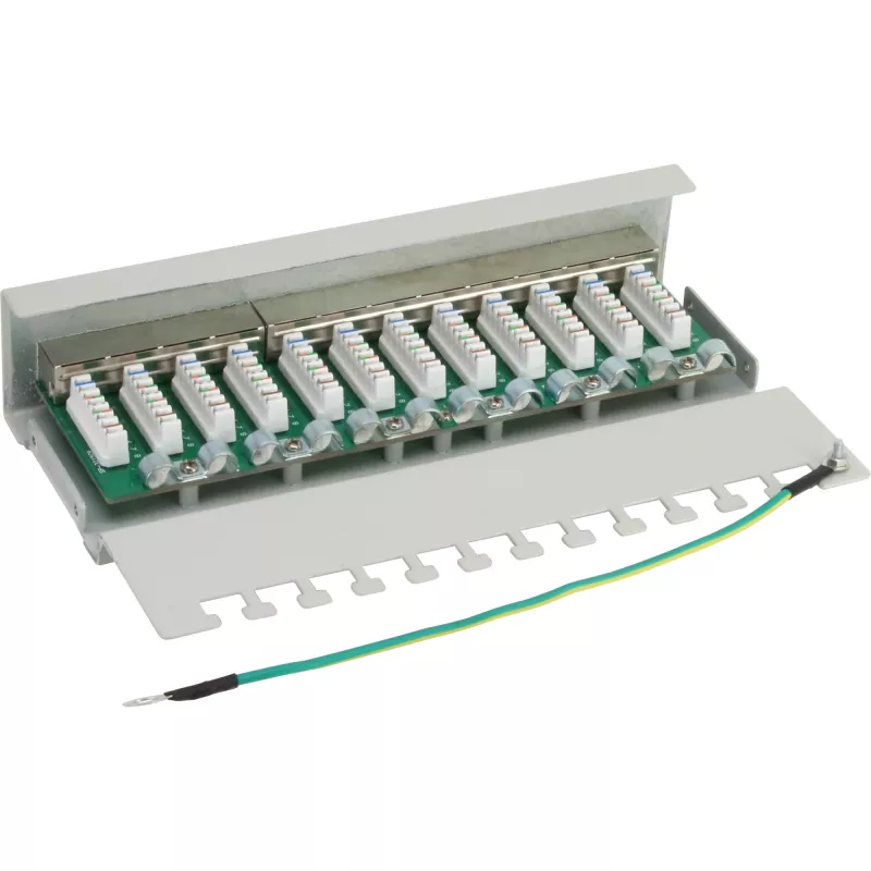 InLine Patch Panel Cat.6 12 pordiga laua-/seinale kinnitatav helehall RAL7035