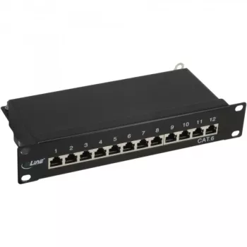 InLine patch-paneel 10 tolli Cat.6 12 porti 1U must RAL9005