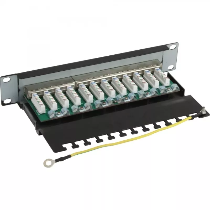 InLine patch-paneel 10 tolli Cat.6 12 porti 1U must RAL9005