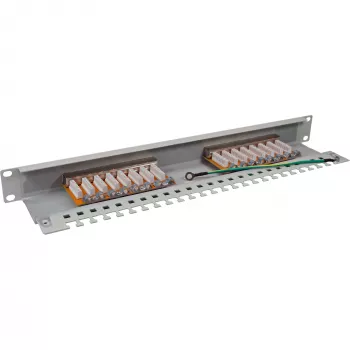 InLine Patch Panel Cat.6 16 Port 19 inch 1HE helehall RAL7035