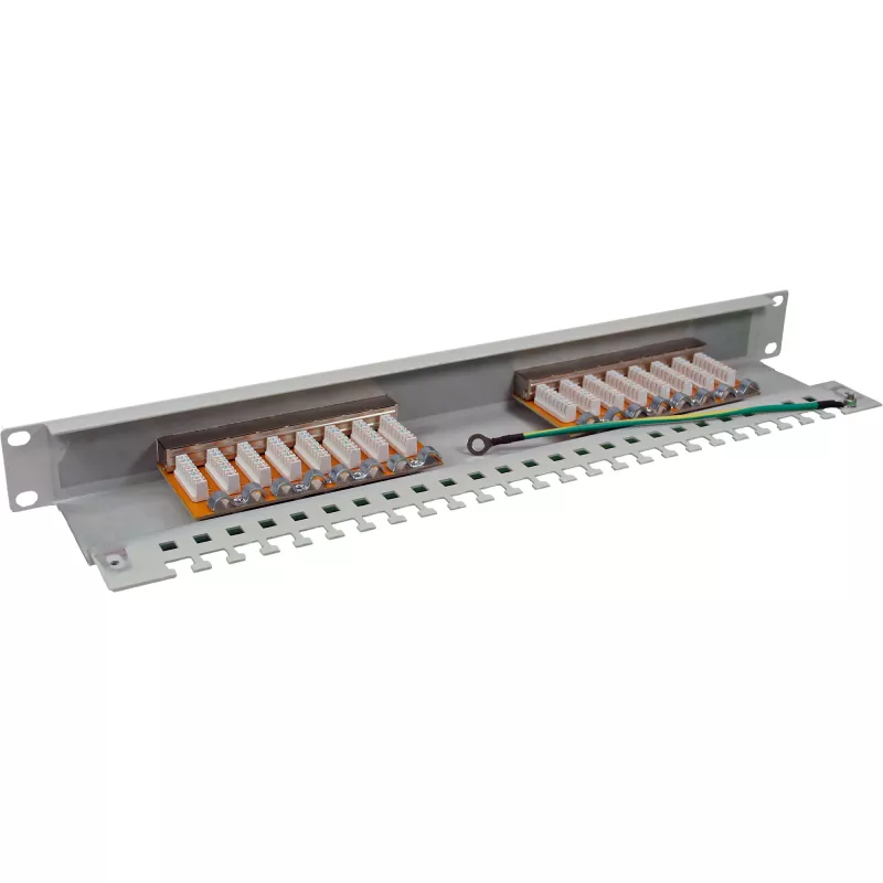 InLine Patch Panel Cat.6 16 Port 19 inch 1HE helehall RAL7035
