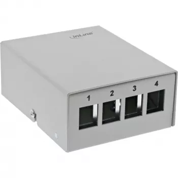 InLine Desktop Consolidation Point Box 4x Keystone RJ45, metal, RAL7035