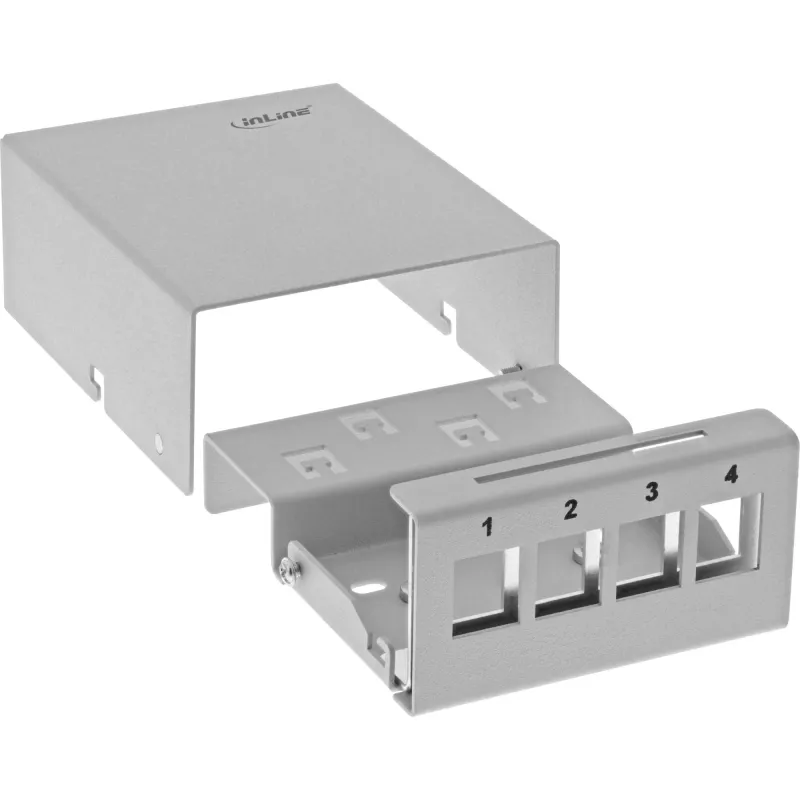 InLine Desktop Consolidation Point Box 4x Keystone RJ45, metal, RAL7035