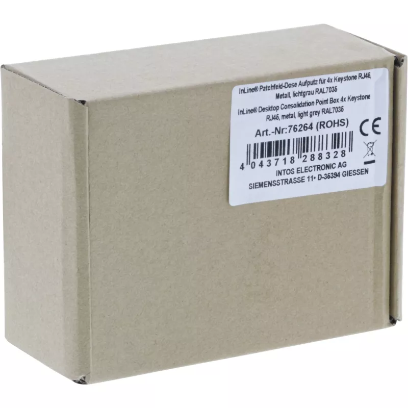 InLine Desktop Consolidation Point Box 4x Keystone RJ45, metal, RAL7035