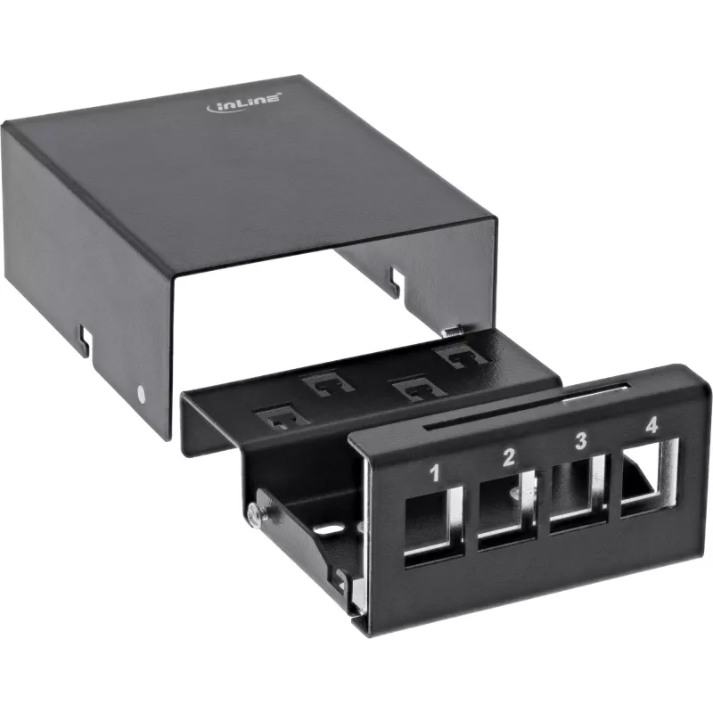 InLine laua konsolideerimispunkti karp 4x Keystone RJ45, metallist, must RAL9005