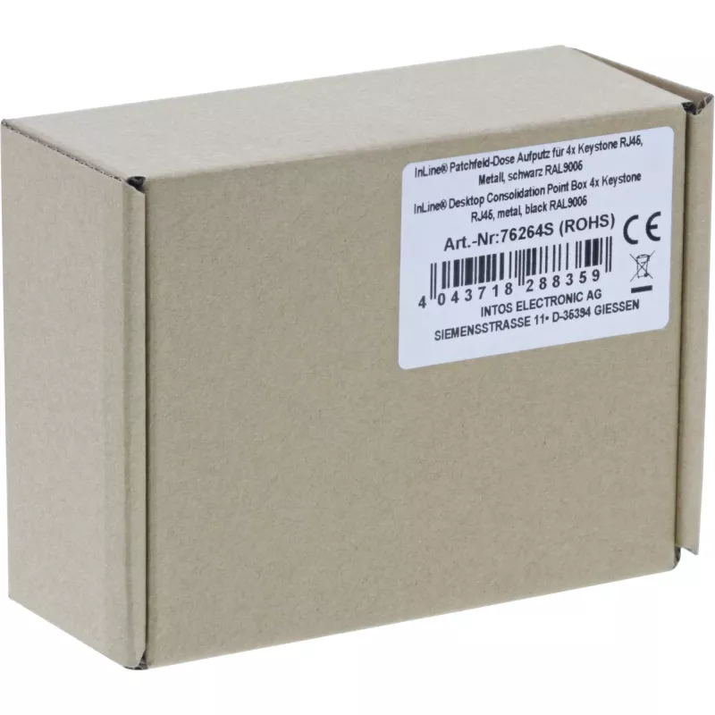 InLine laua konsolideerimispunkti karp 4x Keystone RJ45, metallist, must RAL9005