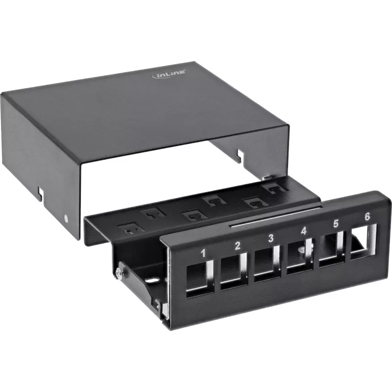 InLine lauapealne koondkarp 6x Keystone RJ45, metall, must RAL9005