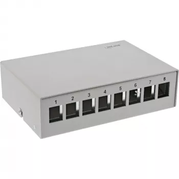 InLine Desktop Consolidation Point Box 8x Keystone RJ45, metallist, RAL7035