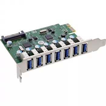InLine USB-A 3.2 Gen.1 7-pordine hostikontroller PCIe, SATA-toide