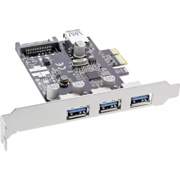 InLine 3+1 pordiga USB 3.0 hostkontroller, PCIe, SATA toite ja madalprofiilklambriga