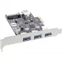 InLine 3+1 pordiga USB 3.0 hostkontroller, PCIe, SATA toite ja madalprofiilklambriga