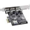 InLine 3+1 pordiga USB 3.0 hostkontroller, PCIe, SATA toite ja madalprofiilklambriga