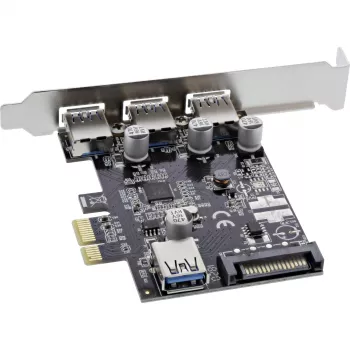 InLine 3+1 pordiga USB 3.0 hostkontroller, PCIe, SATA toite ja madalprofiilklambriga