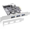 InLine 3+1 pordiga USB 3.0 hostkontroller, PCIe, SATA toite ja madalprofiilklambriga