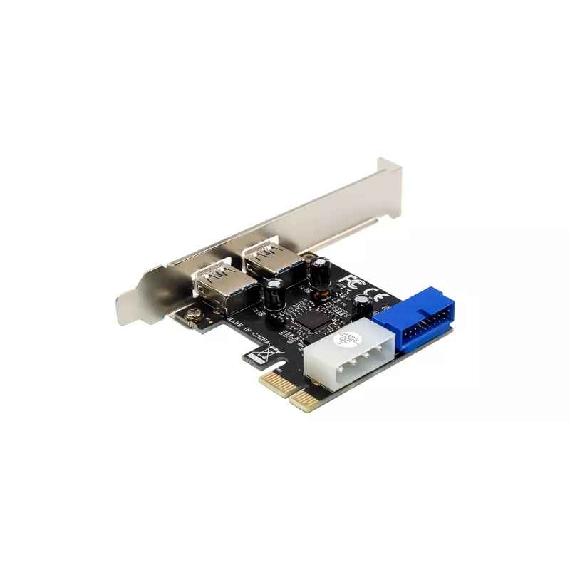 InLine 2+2 pordiga USB 3.2 Gen.1 hostkontroller, PCIe, SATA toitega + madalprofiiliklamber