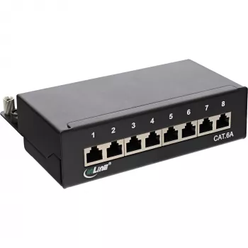InLine Patch Panel Cat.6A laua-/seinale kinnitatav 8 porti must RAL9005
