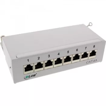 InLine Patch Panel Cat.6A laua/seinale kinnitatav 8 porti helehall RAL7035