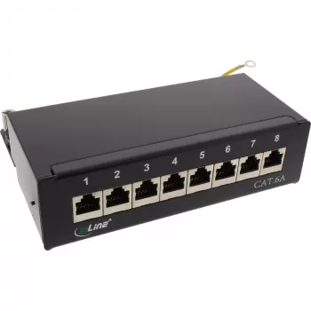 InLine Patch Panel Cat.6A laua-/seinakinnitusega 8 porti must RAL9005