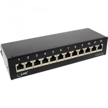 InLine Patch Panel Cat.6A laud/seinale paigaldatav 12 porti must RAL9005