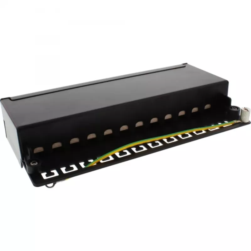 InLine Patch Panel Cat.6A laud/seinale paigaldatav 12 porti must RAL9005