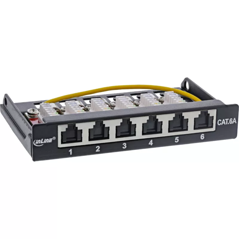 InLine Patch panel Cat.6A 0.5U 6-port, table/wall/rail, Must with dust prot.