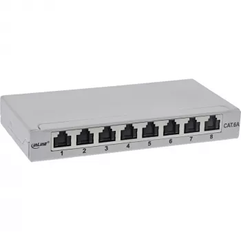 InLine Patch panel Cat.6A 0.5U 8-port, laud/seinal/kanduril, hall, tolmukaitse