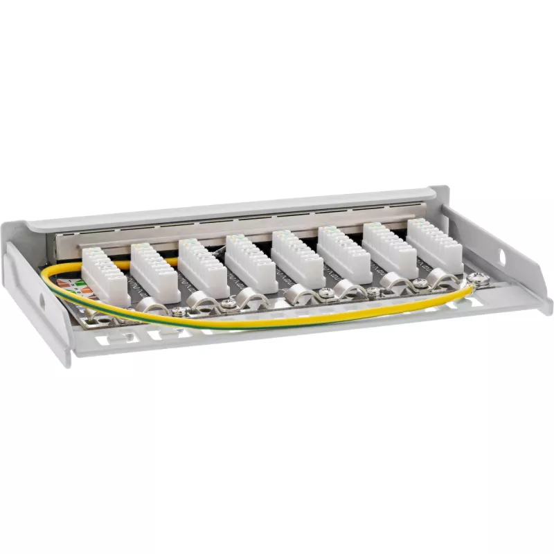 InLine Patch panel Cat.6A 0.5U 8-port, laud/seinal/kanduril, hall, tolmukaitse