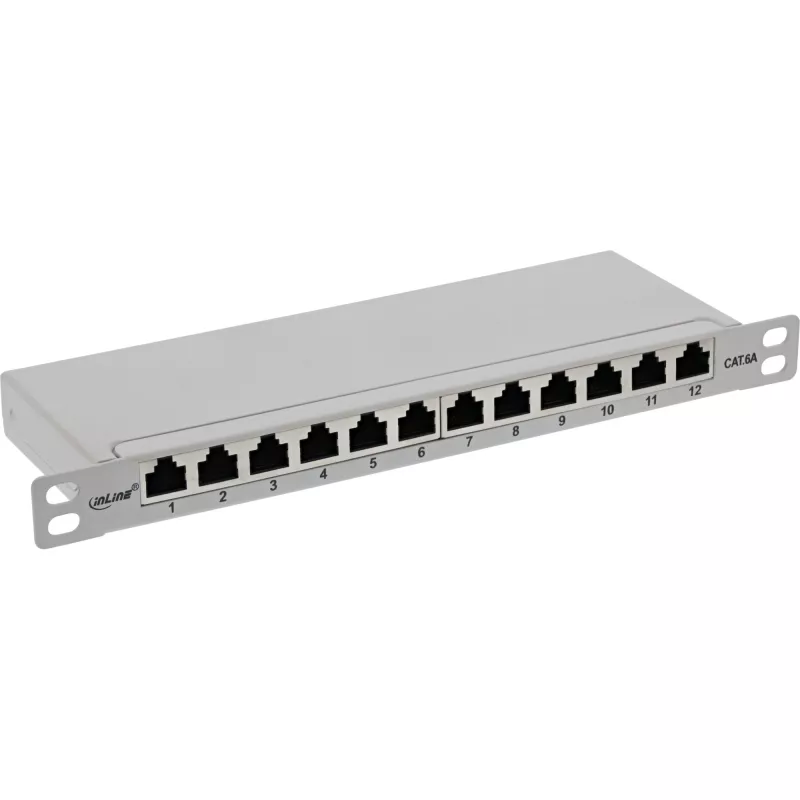 InLine jaotusplokk 10 tolli Cat.6A 0.5U 12 pordiga helehall RAL7035