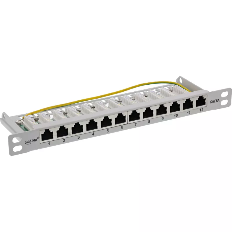 InLine jaotusplokk 10 tolli Cat.6A 0.5U 12 pordiga helehall RAL7035