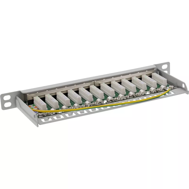 InLine jaotusplokk 10 tolli Cat.6A 0.5U 12 pordiga helehall RAL7035