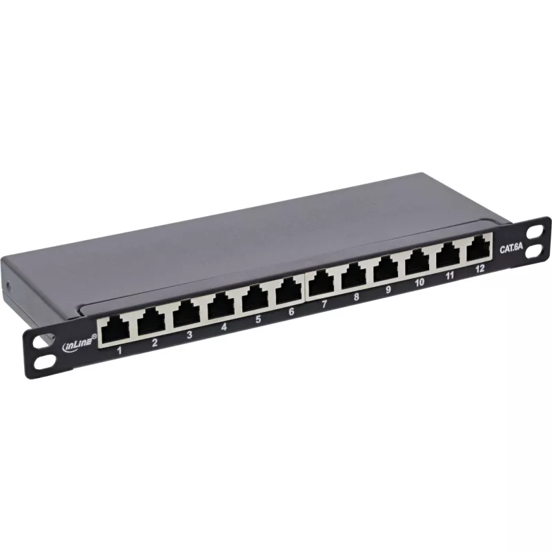 InLine patch-paneel 10 tolli Cat.6A 0.5U 12 pordiga must RAL9005