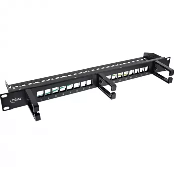 InLine 16-suu patchpaneel, Keystone tühjadetail 3 kronsteiniga, 19 tolli, 1U must