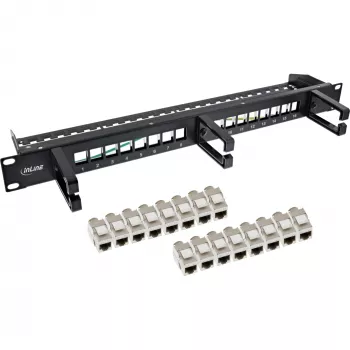 InLine Patch panel Cat.6A 16-way 19 inch 1U Must