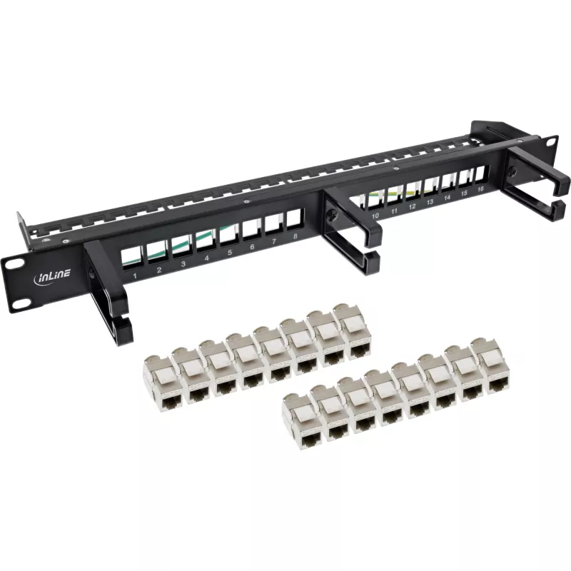 InLine Patch panel Cat.6A 16-way 19 inch 1U Must
