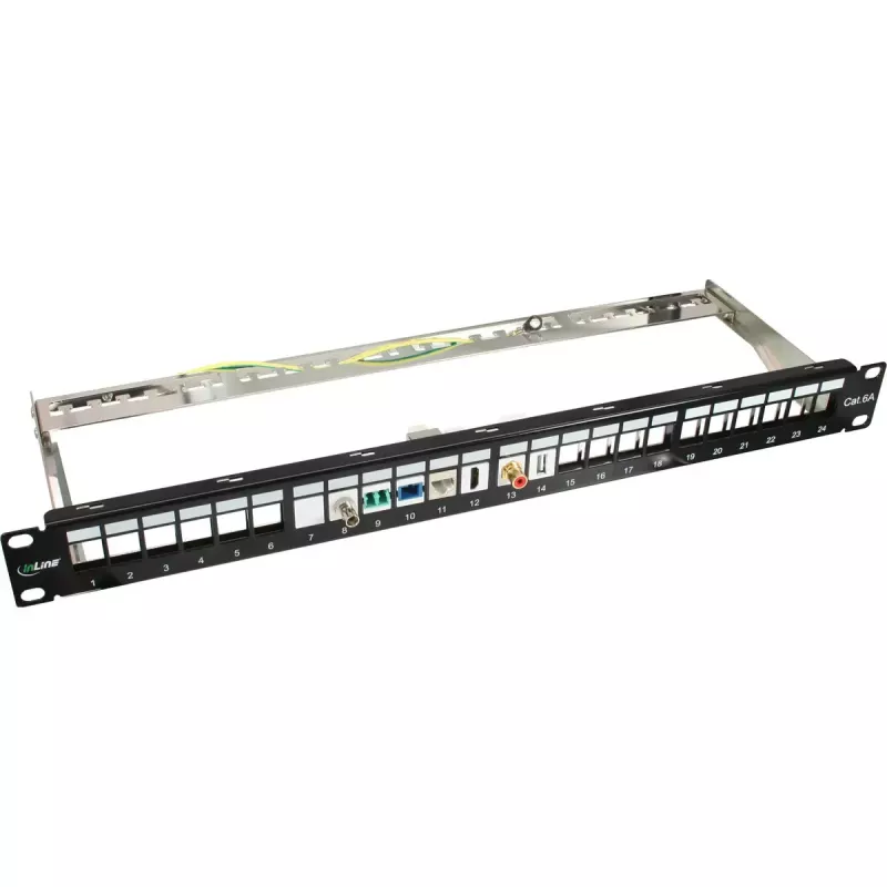 Tühi patch-panel InLine 76824A 19 tolli Cat.6A 24 porti 1U helehall
