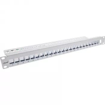 InLine tühi patch-paneel 19 tolli 24 porti 1U helehall riiulile kinnitatav