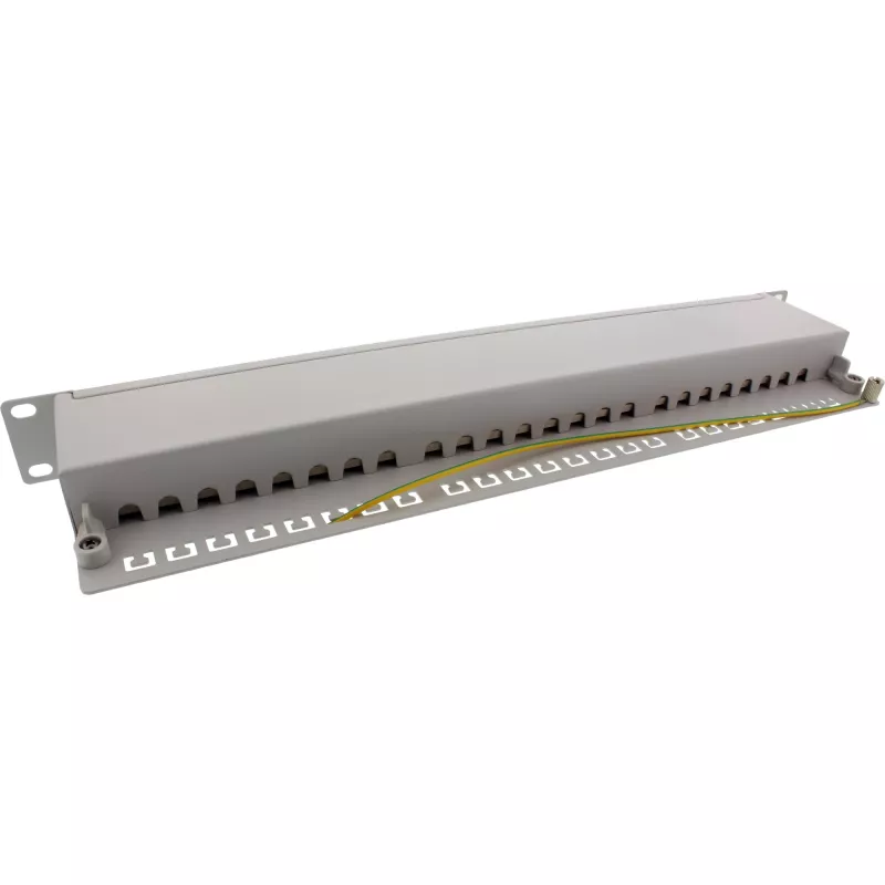 InLine Patch Panel 19 inch Cat.6A 24 Port 1U helehall RAL7035