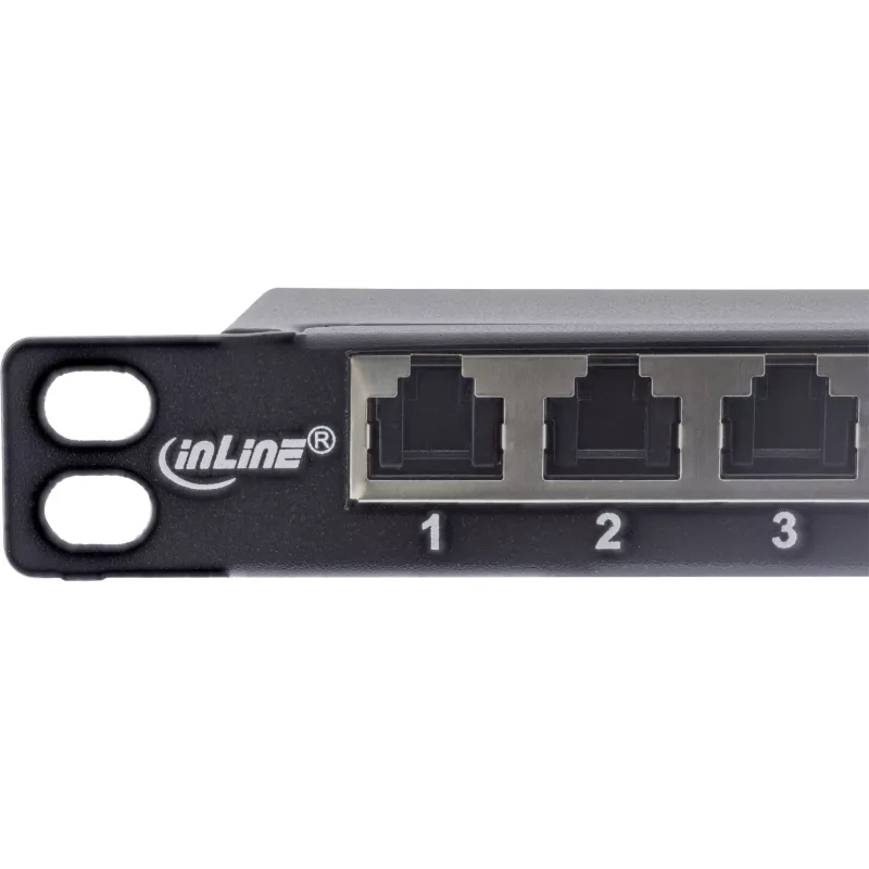 InLine 19-tolline Cat.6A 0.5U patch-paneel 24 pordiga, tolmukaitsega, must