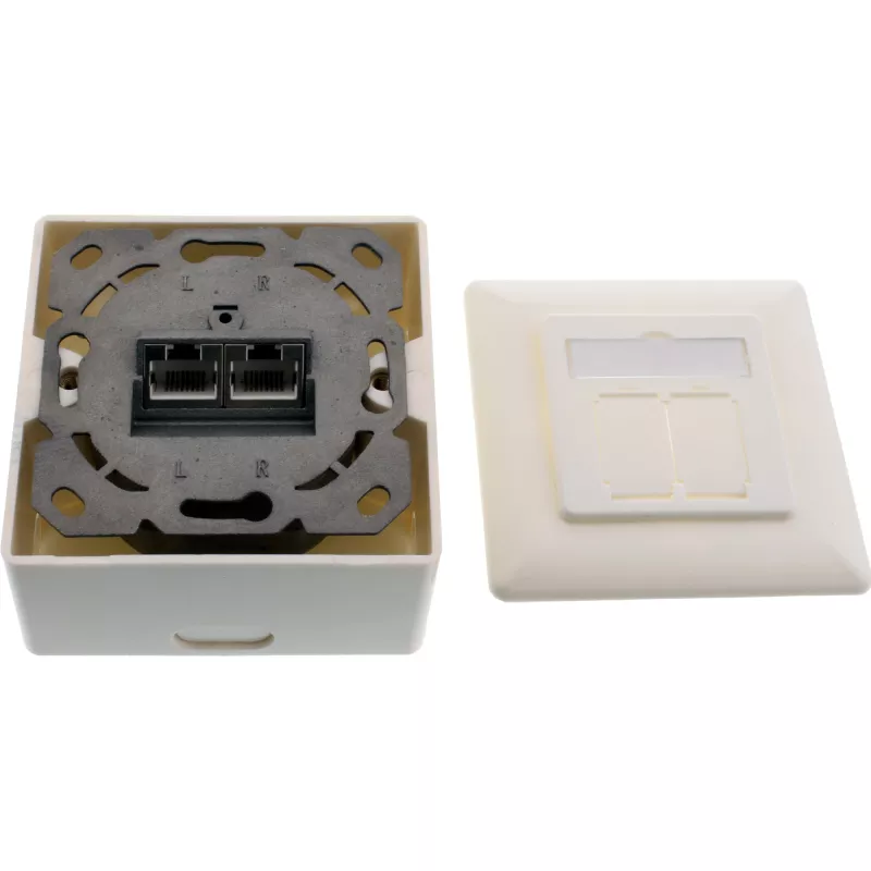 InLine seinakarp Cat.6A pindpaigalduseks 2x RJ45 emane RAL9010 valge