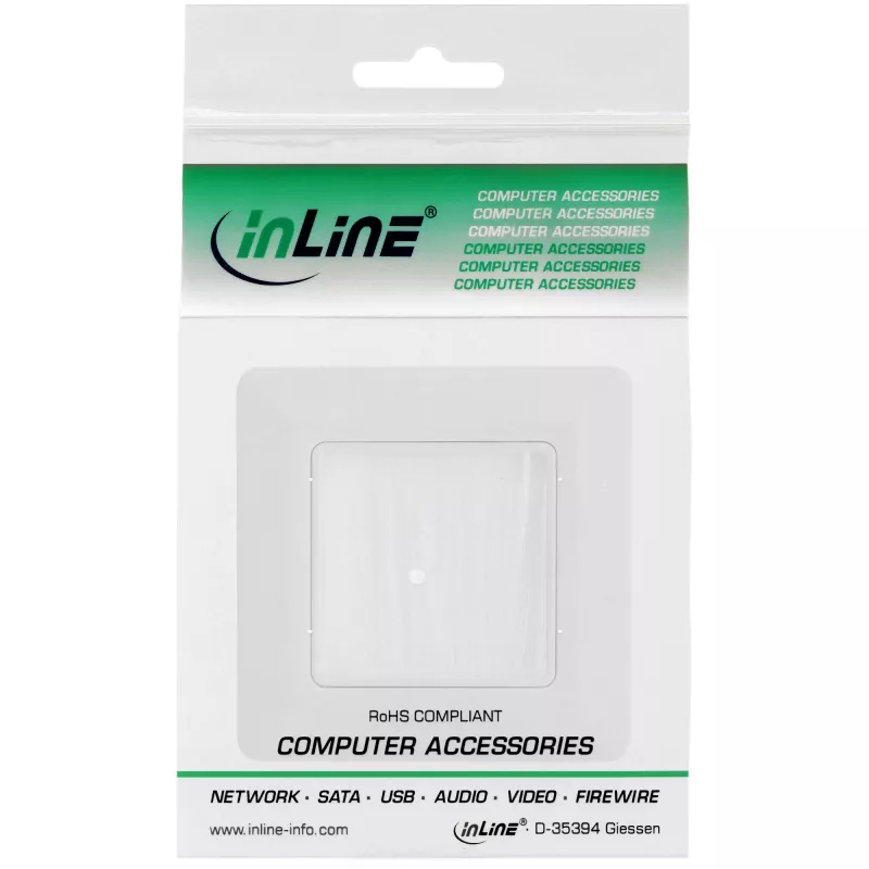 Seinaraam harjaläbiviiguga InLine 78501 telerile, plastik, valge RAL9010, 80×80 mm