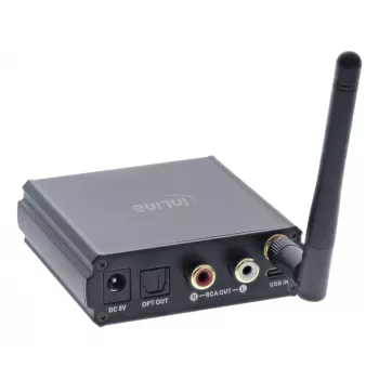 InLine Bluetooth 5.1 HiFi-vastuvõtja ja USB DAC koos LCD-ga, 30 m leviulatus