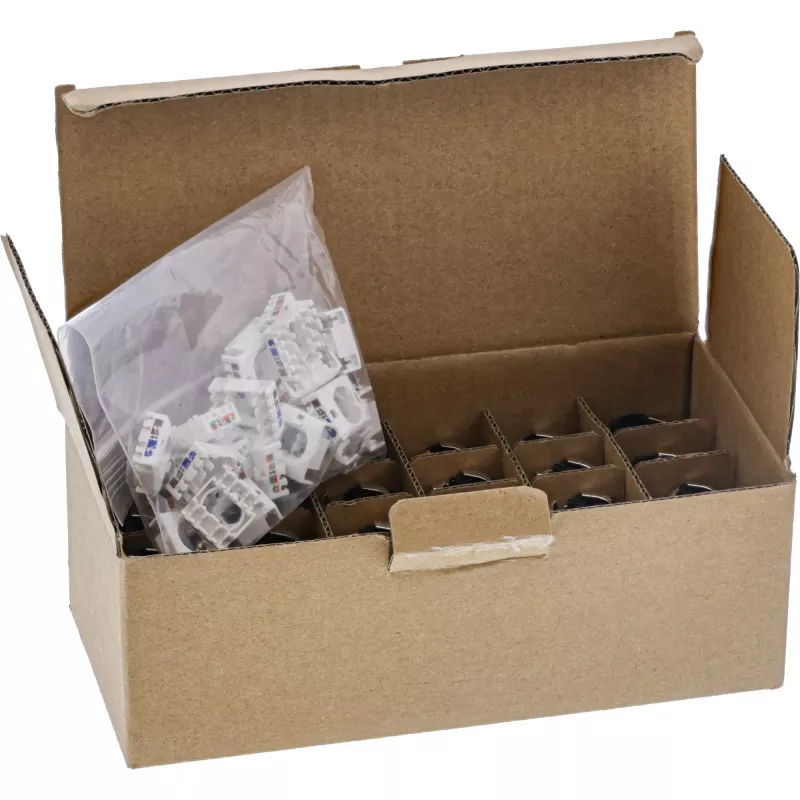 InLine 24-pordine hulgipakend Keystone RJ45 pesa, õhuke SNAP-In Cat.6A integreeritud kaablisidemega (B-76202P)