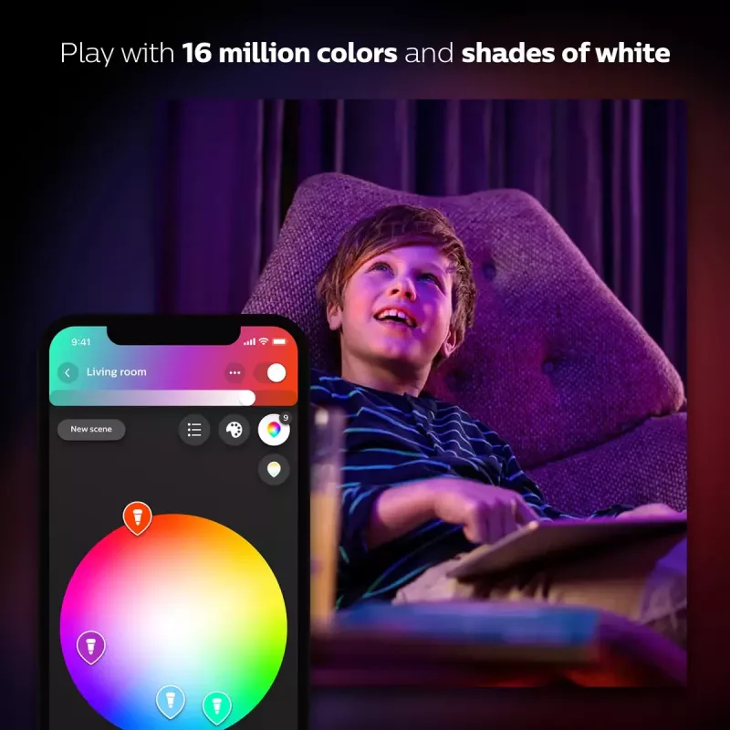 Nutikas LED stardikomplekt Philips Hue Valge and Colour Ambience — 2× E27 11W lambid, Bluetooth/Zigbee