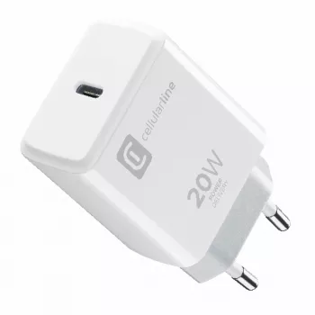 Cellularline USB-C laadija 20W - iPhone 8 või uuem 20W USB-C võrgulaadija iPhone 8 ja uuemate mudelite maksimaalse kiirusega laadimiseks