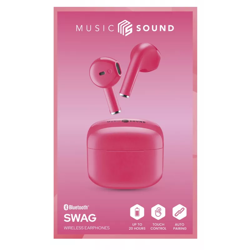 Music Sound Swag SWAG kõrvaklapid on kapslikujulised Bluetooth-kõrvaklapid, mis on saadaval paljudes erksates, ülitrendikates värvides.