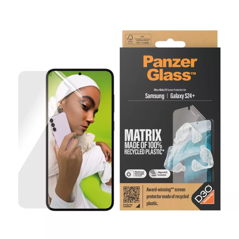PanzerGlass ® ECO MATRIX kaitseklaas koos D3O® Samsung Galaxy S24+ | Ülilai sobivus joonduskomplektiga