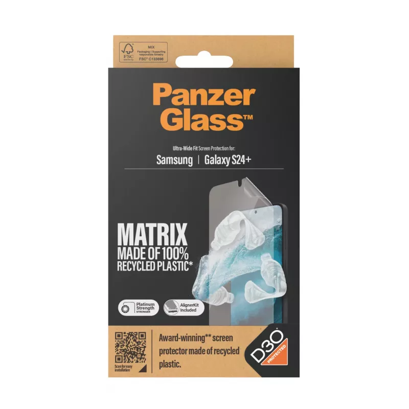PanzerGlass ® ECO MATRIX kaitseklaas koos D3O® Samsung Galaxy S24+ | Ülilai sobivus joonduskomplektiga