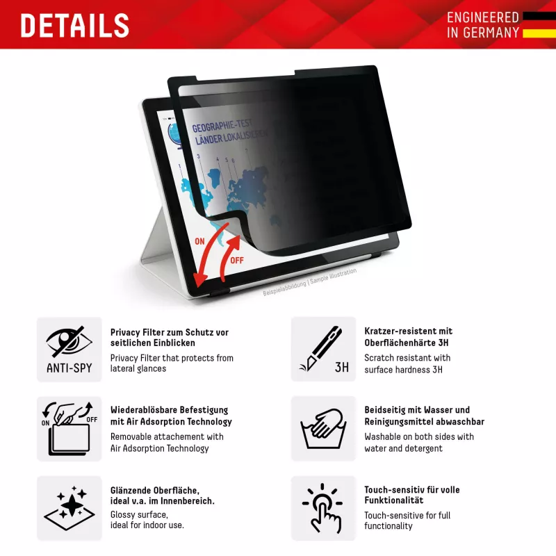 Displex TABLET PRIVACY SAFE eemaldatav kahepoolne privaatsusfilter iPad 10,2'' (7./8./9. põlvkond)